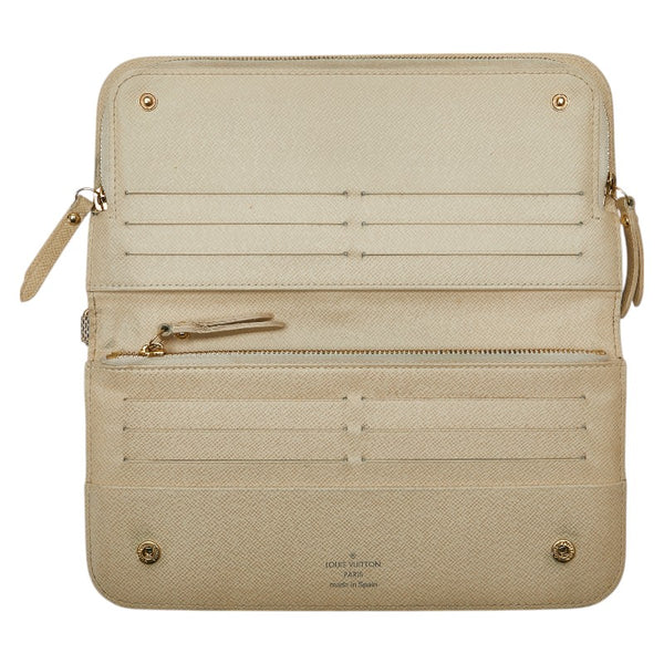 ルイ ヴィトン ダミエ アズール ポルトフォイユ アンソリット 長財布 N63072 ホワイト レザー レディース LOUIS VUITTON 【中古】