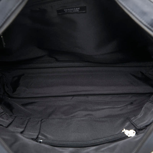 バーバリー ノバチェック ビジネスバッグ ブラック ナイロン レザー レディース BURBERRY 【中古】