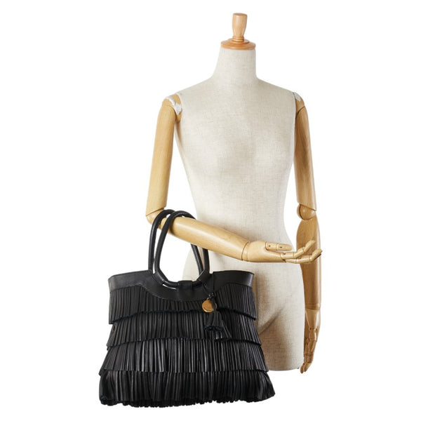 アルマーニ フリンジ トートバッグ ブラック レザー レディース ARMANI 【中古】
