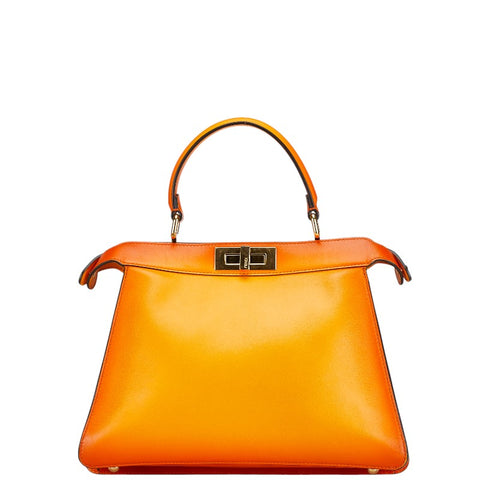 フェンディ ピーカブー アイシーユー ミディアム ハンドバッグ 8BN321 オレンジ レザー レディース FENDI 【中古】