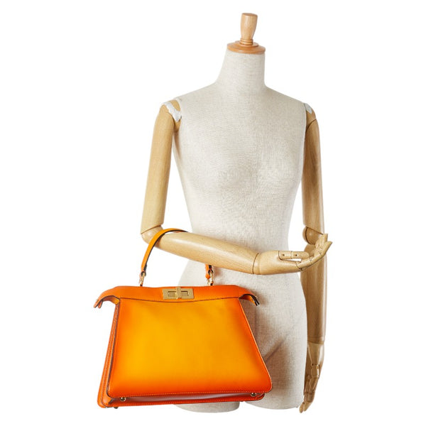 フェンディ ピーカブー アイシーユー ミディアム ハンドバッグ 8BN321 オレンジ レザー レディース FENDI 【中古】