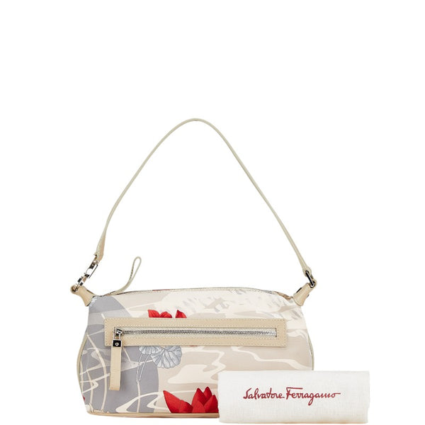 サルヴァトーレフェラガモ ガンチーニ 花 魚 ハンドバッグ ワンショルダーバッグ AU-21 3912 ホワイト ナイロン レザー レディース Salvatore Ferragamo 【中古】