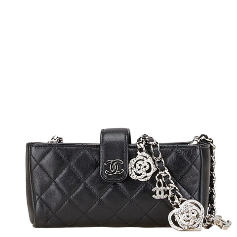 シャネル ココマーク マトラッセ チェーン 斜め掛け ミニショルダーバッグ ブラック ラムスキン レディース CHANEL 【中古】