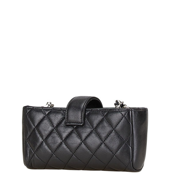 シャネル ココマーク マトラッセ チェーン 斜め掛け ミニショルダーバッグ ブラック ラムスキン レディース CHANEL 【中古】