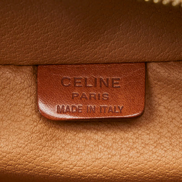セリーヌ マカダム バニティバッグ ハンドバッグ ポーチ ブラウン PVC レザー レディース CELINE 【中古】
