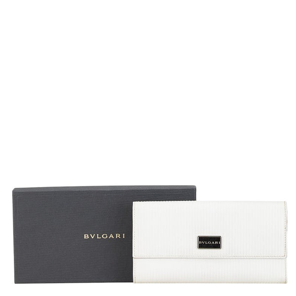 ブルガリ ミレリゲ 長財布 ホワイト レザー レディース BVLGARI 【中古】