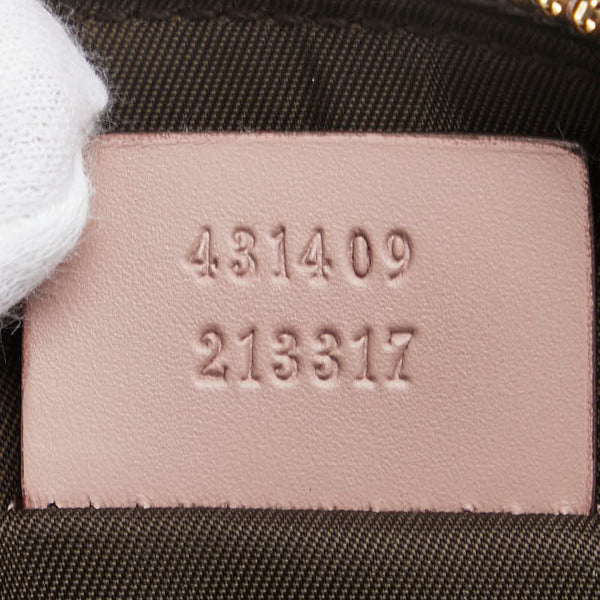 グッチ グッチシマ リボン メイクポーチ アクセサリーポーチ 431409 ピンク レザー レディース GUCCI 【中古】