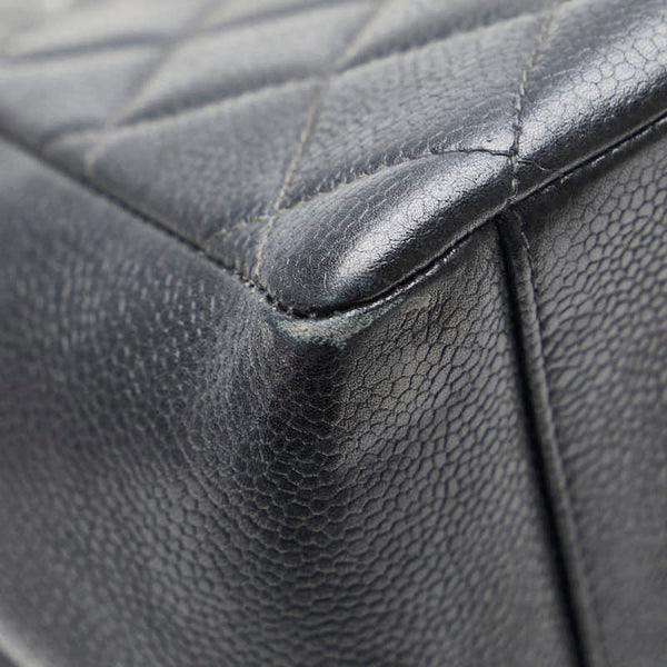 シャネル ココマーク マトラッセ チェーン ハンドバッグ トートバッグ ブラック キャビアスキン レディース CHANEL 【中古】