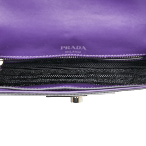 プラダ サフィアーノ チェーン 斜め掛け ショルダーバッグ 1BD147 パープル エナメル レディース PRADA 【中古】