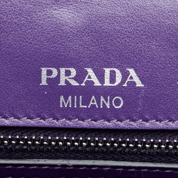プラダ サフィアーノ チェーン 斜め掛け ショルダーバッグ 1BD147 パープル エナメル レディース PRADA 【中古】