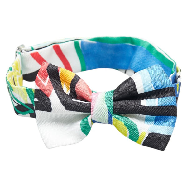 エルメス NOEUD PAPILLON ヌー パピヨン MODERNISME TROPICAL 熱帯のモダニズム 蝶ネクタイ ボウタイ ホワイト マルチカラー シルク レディース HERMES 【中古】