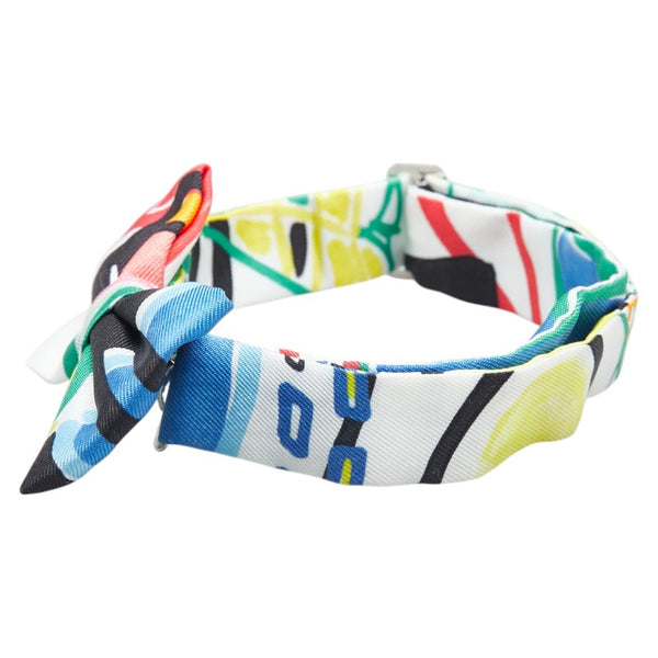 エルメス NOEUD PAPILLON ヌー パピヨン MODERNISME TROPICAL 熱帯のモダニズム 蝶ネクタイ ボウタイ ホワイト マルチカラー シルク レディース HERMES 【中古】