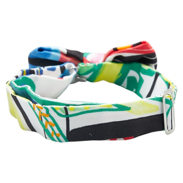 エルメス NOEUD PAPILLON ヌー パピヨン MODERNISME TROPICAL 熱帯のモダニズム 蝶ネクタイ ボウタイ ホワイト マルチカラー シルク レディース HERMES 【中古】