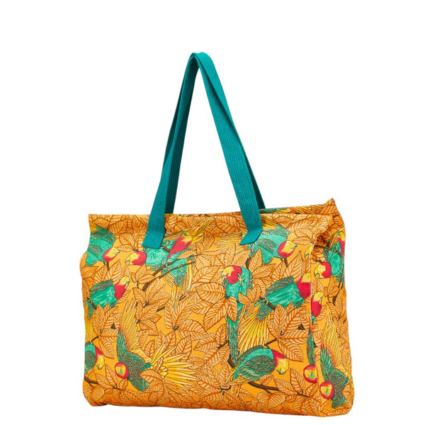 エルメス 鳥 花 ボタニカル ショルダーバッグ トートバッグ オレンジ マルチカラー キャンバス レディース HERMES 【中古】
