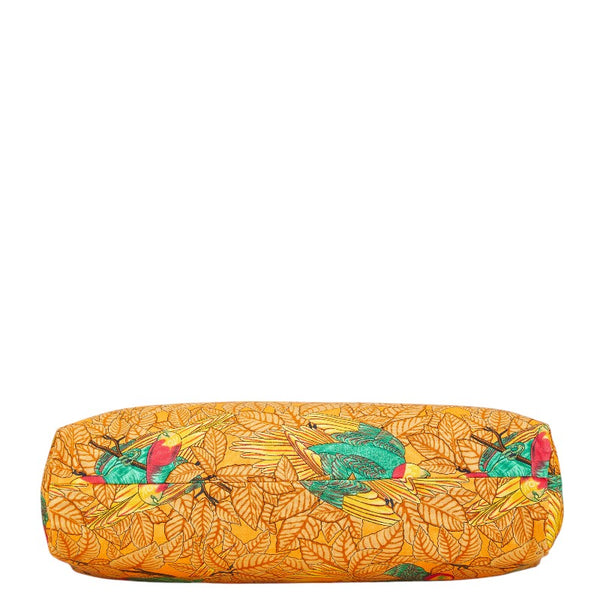 エルメス 鳥 花 ボタニカル ショルダーバッグ トートバッグ オレンジ マルチカラー キャンバス レディース HERMES 【中古】