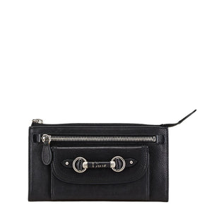 ディオール ロゴ 長財布 ブラック レザー レディース Dior 【中古】