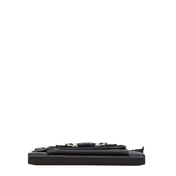 ディオール ロゴ 長財布 ブラック レザー レディース Dior 【中古】