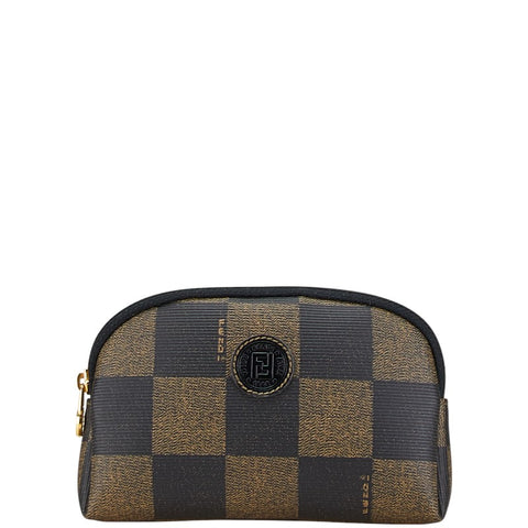 フェンディ ぺカン ポーチ 小物入れ カーキ ブラック PVC レディース FENDI 【中古】