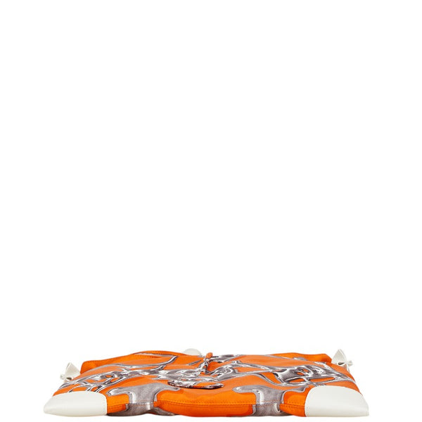 エルメス シルキーシティPM 斜め掛け ショルダーバッグ オレンジ シルク レザー レディース HERMES 【中古】