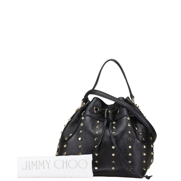ジミーチュウ BON BON BUCKET S スタッズ ショルダーバッグ ハンドバッグ 2WAY ブラック レザー レディース JIMMY CHOO 【中古】
