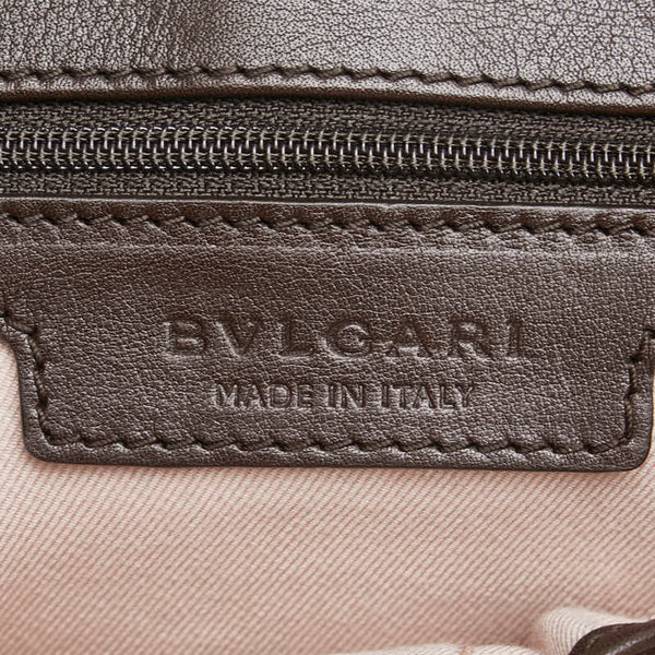 ブルガリ 斜め掛け ショルダーバッグ ブラウン ベージュ キャンバス レザー レディース BVLGARI 【中古】