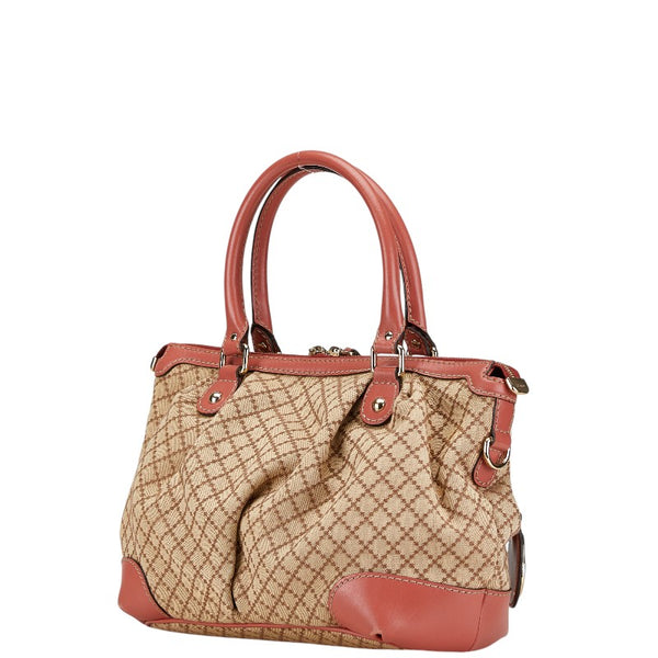 グッチ ディアマンテ スーキー ハンドバッグ ショルダーバッグ 2WAY 247902 ベージュ ピンク キャンバス レザー レディース GUCCI 【中古】