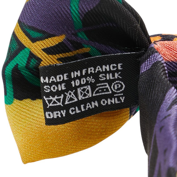 エルメス ヌーパピヨン 蝶ネクタイ リボン オレンジ ブラック グリーン マルチカラー シルク メンズ HERMES 【中古】