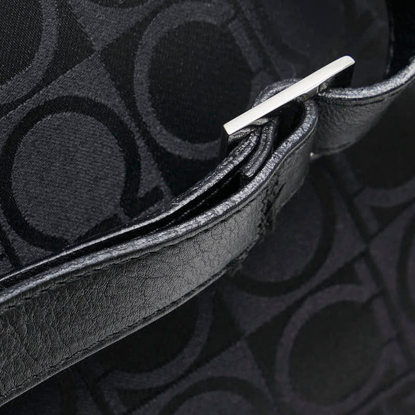 サルヴァトーレフェラガモ ガンチーニ柄 ハンドバッグ ワンショルダーバッグ AU-21 0868 ブラック ナイロン レザー レディース Salvatore Ferragamo 【中古】