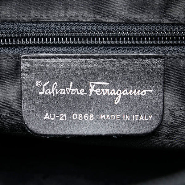 サルヴァトーレフェラガモ ガンチーニ柄 ハンドバッグ ワンショルダーバッグ AU-21 0868 ブラック ナイロン レザー レディース Salvatore Ferragamo 【中古】