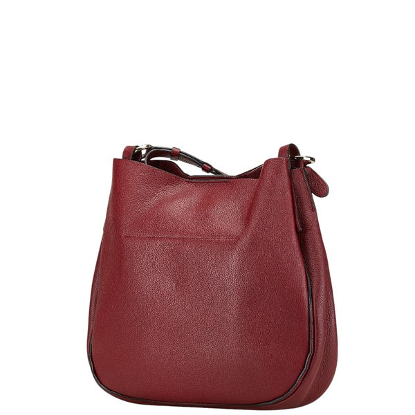 サルヴァトーレフェラガモ ガンチーニ 斜め掛け ショルダーバッグ EZ-21 H904 レッド レザー レディース Salvatore Ferragamo 【中古】