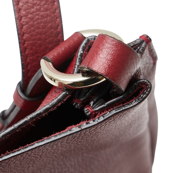 サルヴァトーレフェラガモ ガンチーニ 斜め掛け ショルダーバッグ EZ-21 H904 レッド レザー レディース Salvatore Ferragamo 【中古】