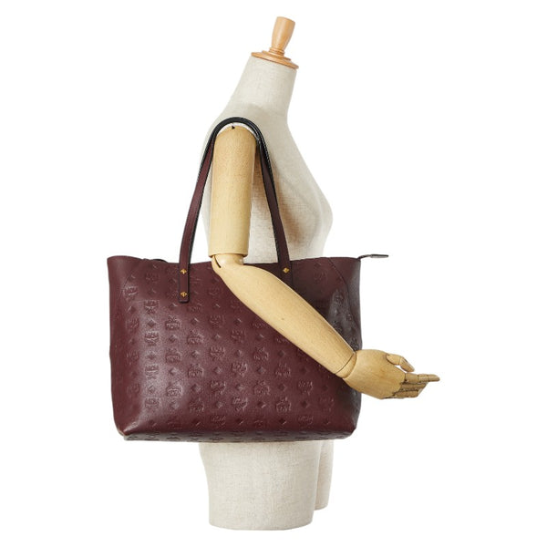 エム シー エム ヴィセトス ロゴグラム トートバッグ ワインレッド レザー レディース MCM 【中古】