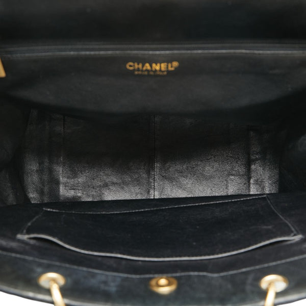 シャネル ココマーク チョコバー チェーン トートバッグ ブラック キャンバス レザー レディース CHANEL 【中古】