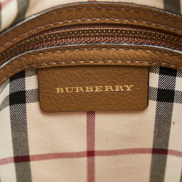 バーバリー ノバチェック 斜め掛け ショルダーバッグ ブラウン レザー エナメル レディース BURBERRY 【中古】