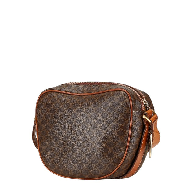 セリーヌ マカダム 斜め掛け ショルダーバッグ ブラウン PVC レザー レディース CELINE 【中古】