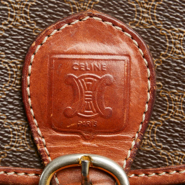 セリーヌ マカダム 斜め掛け ショルダーバッグ ブラウン PVC レザー レディース CELINE 【中古】