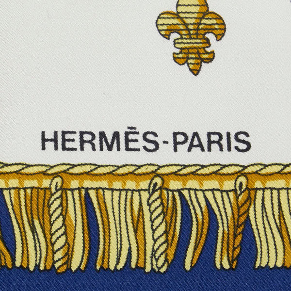 エルメス カレ90 VUE DU CAROSSE DE LA GALERE LA REALE クイーンの戴冠式 スカーフ ブルー マルチカラー シルク レディース HERMES 【中古】