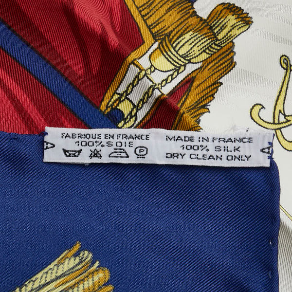 エルメス カレ90 VUE DU CAROSSE DE LA GALERE LA REALE クイーンの戴冠式 スカーフ ブルー マルチカラー シルク レディース HERMES 【中古】