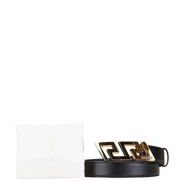 ヴェルサーチェ グレカ ベルト サイズ：85/34 ブラック ゴールド レザー メッキ メンズ VERSACE 【中古】