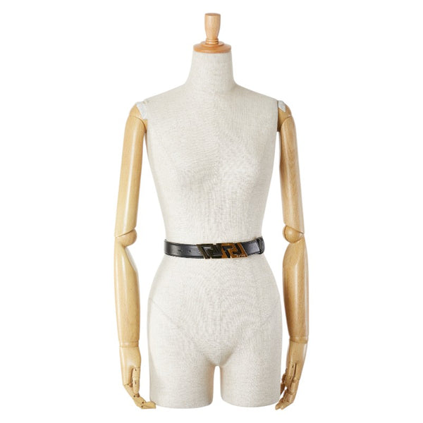 ヴェルサーチェ グレカ ベルト サイズ：85/34 ブラック ゴールド レザー メッキ メンズ VERSACE 【中古】