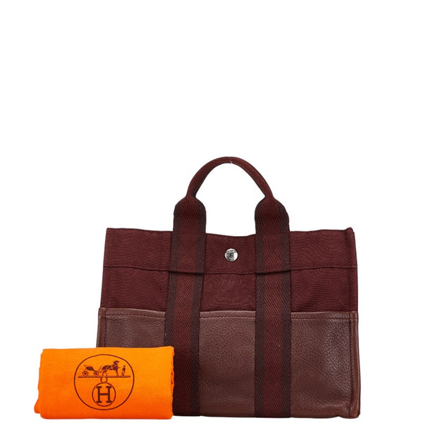 エルメス フールトゥPM ハンドバッグ ワインレッド キャンバス レザー レディース HERMES 【中古】