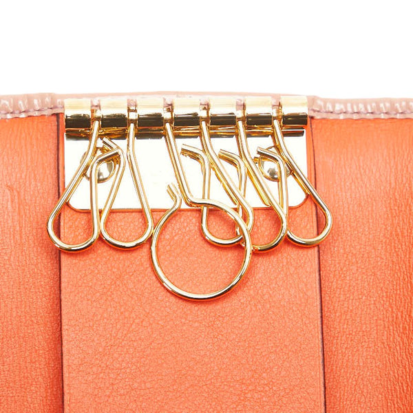 グッチ GGスプリーム キーケース 6連 388682 ベージュ ピンク PVC エナメル レディース GUCCI 【中古】