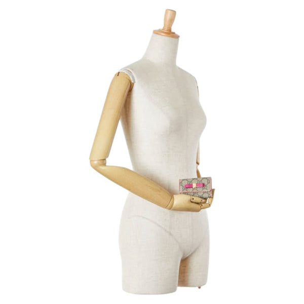 グッチ GGスプリーム キーケース 6連 388682 ベージュ ピンク PVC エナメル レディース GUCCI 【中古】