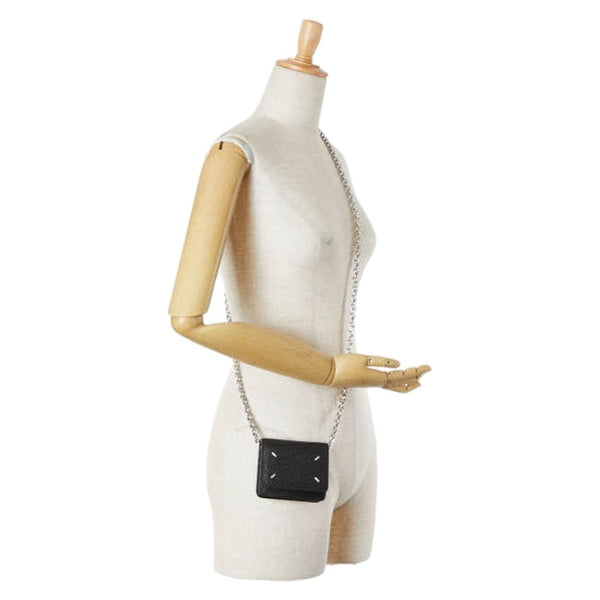 マルタンマルジェラ 斜め掛け チェーンウォレット コインケース SA3UI0009 ブラック レザー レディース MARTIN MARGIELA 【中古】