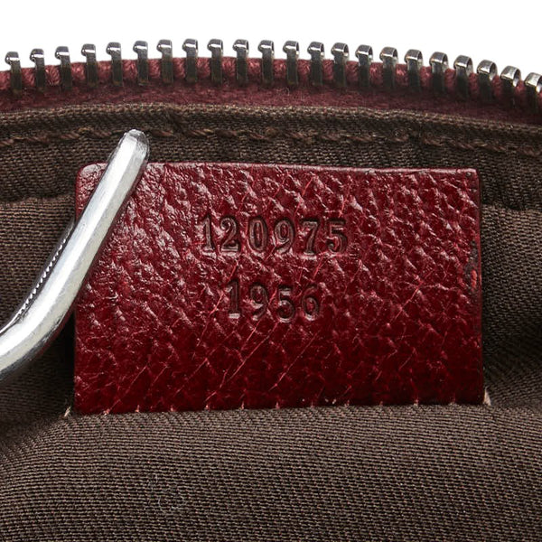 グッチ GGキャンバス 斜め掛け ショルダーバッグ ポーチ 120975 ベージュ ボルドー キャンバス レザー レディース GUCCI 【中古】