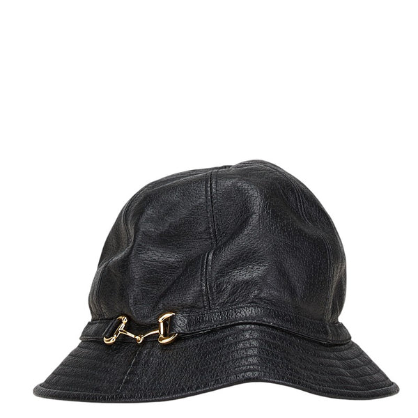グッチ ホースビット バケットハット サイズ：S 666600 ブラック レザー メンズ GUCCI 【中古】