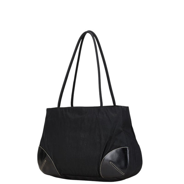 プラダ 三角ロゴプレート ハンドバッグ ショルダーバッグ ブラック ナイロン レザー レディース PRADA 【中古】