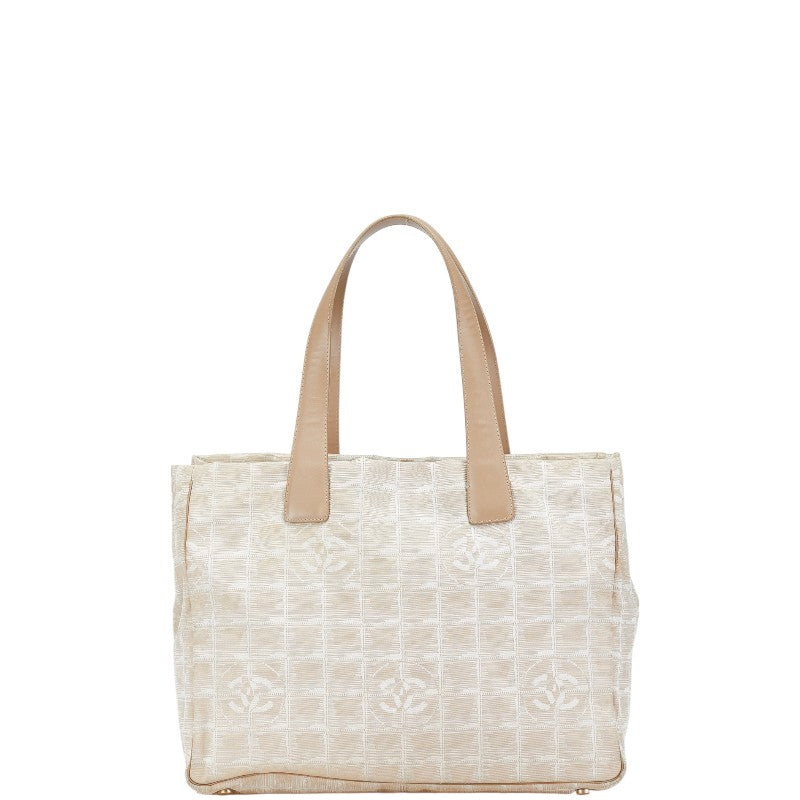 シャネル ニュートラベルライン トートMM トートバッグ ショルダーバッグ ベージュ ナイロン レザー レディース CHANEL 【中古】