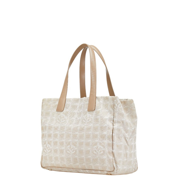 シャネル ニュートラベルライン トートMM トートバッグ ショルダーバッグ ベージュ ナイロン レザー レディース CHANEL 【中古】