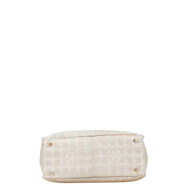 シャネル ニュートラベルライン トートMM トートバッグ ショルダーバッグ ベージュ ナイロン レザー レディース CHANEL 【中古】